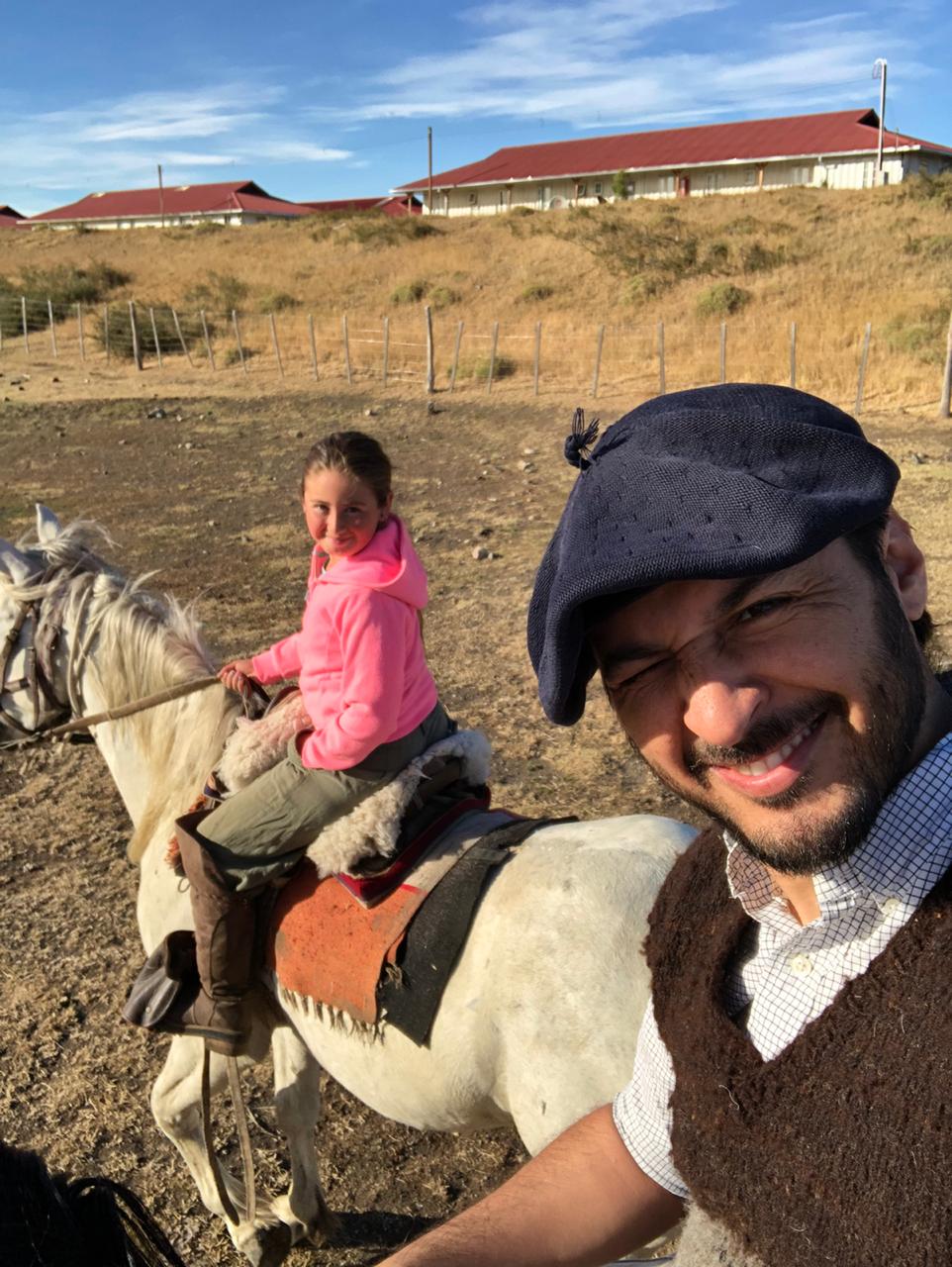 Family selfie while on a horseback riding excursion offered by Tierra Hotels.